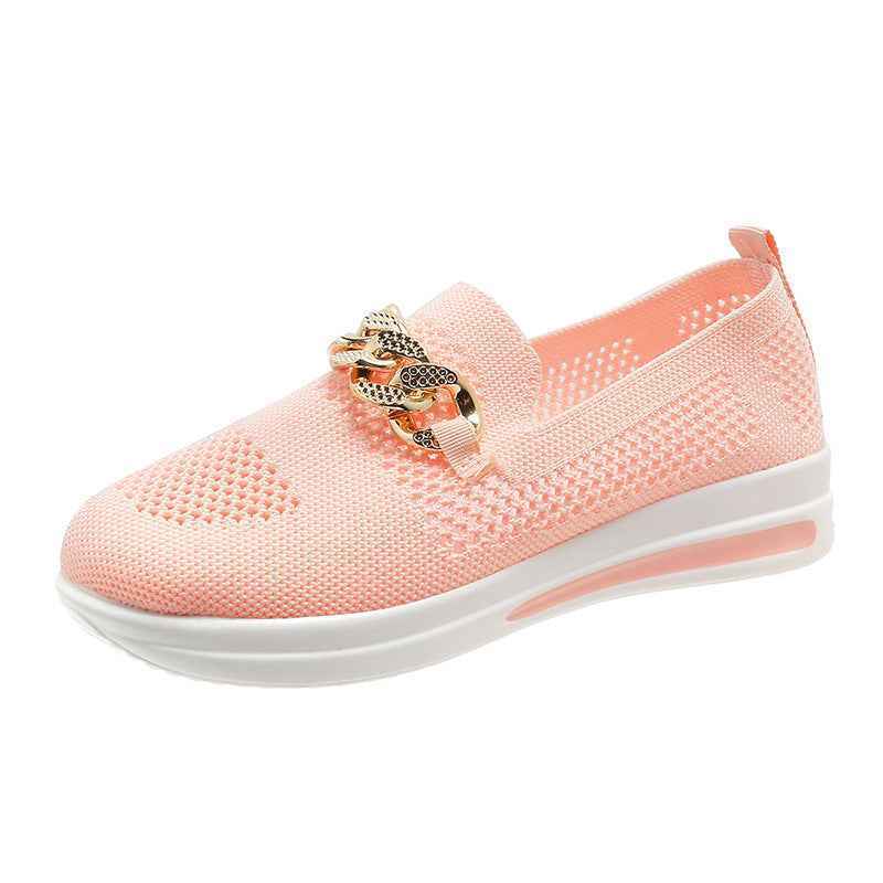Flyknit Wedge Sneakers — Metal Chain Detail, 5 Colours