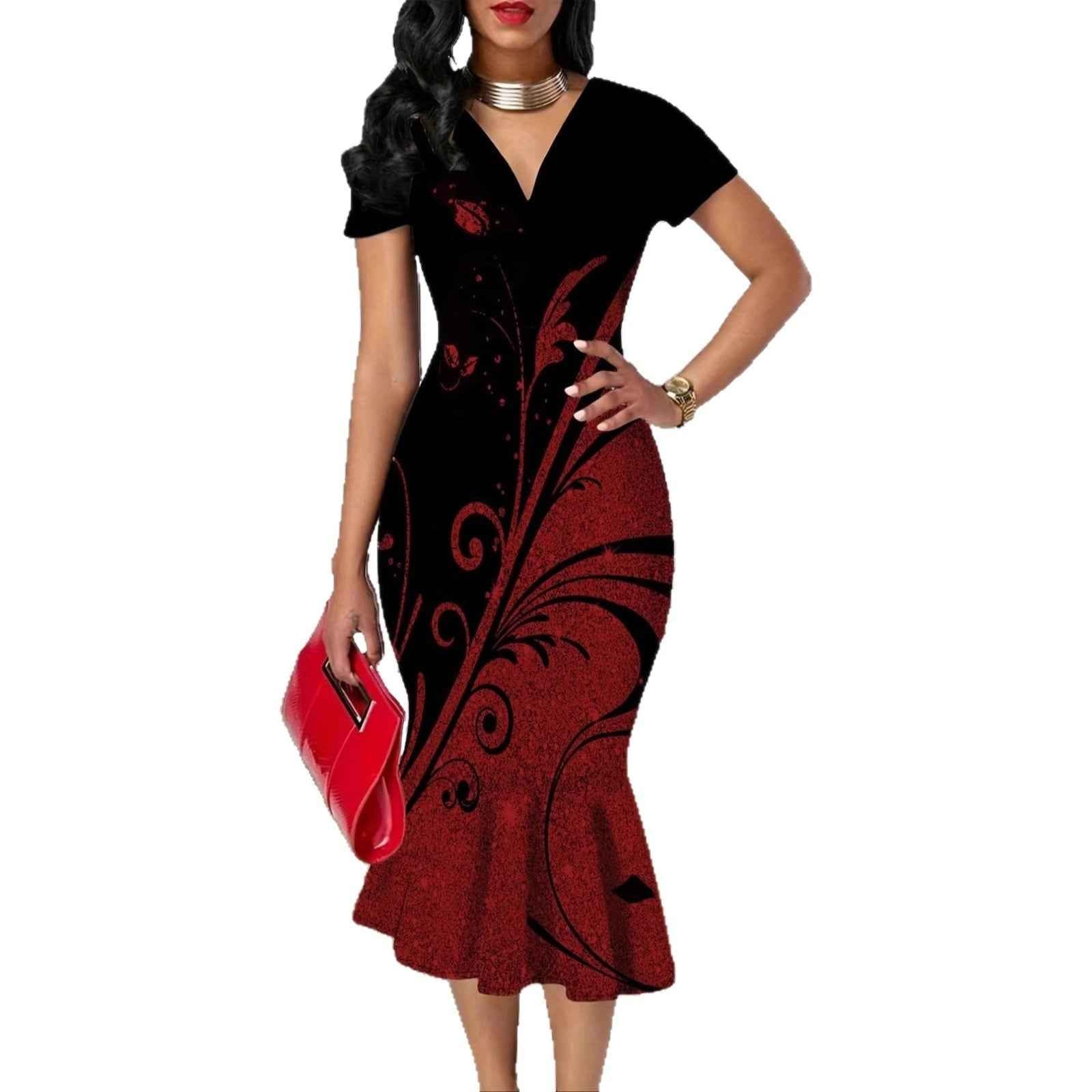 Women's Floral Short-Sleeve Sheath Midi Dress — 4 Colours