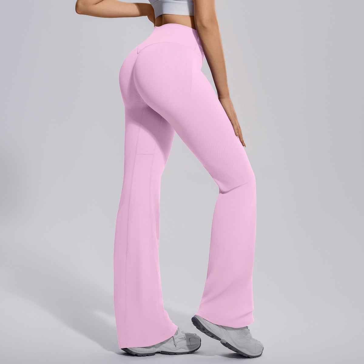 Flared Wide-leg Crossover Waist-hugging Tummy-control High-elastic Bell-bottom Pants