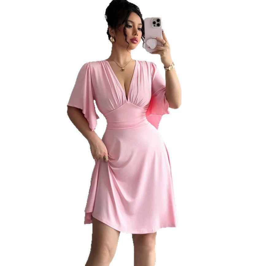 Womens Summer Casual Waist-Cinching Dress