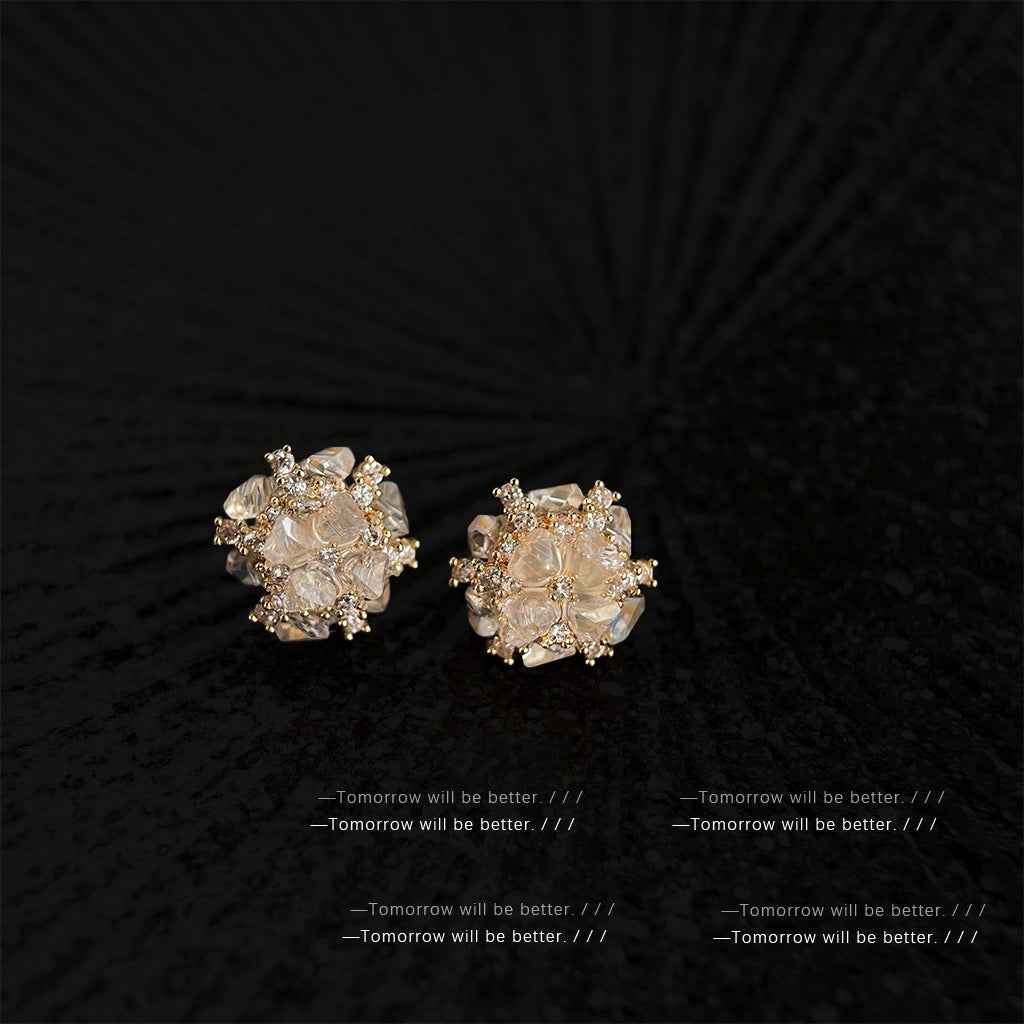 3D Sparkling Crystal Stud Earrings For Women Niche Luxury Zircon Earrings Versatile Elegant Jewelry