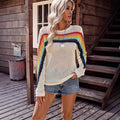 Long-sleeve Crocheted Round-neck Loose-fitting Layered Top