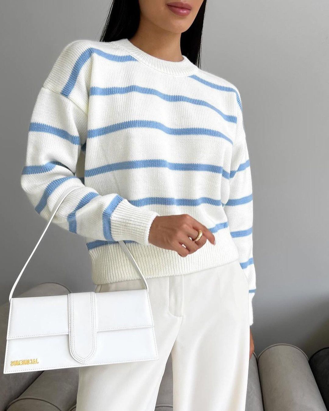Loose-Fit Striped Long-Sleeve Pullover Top