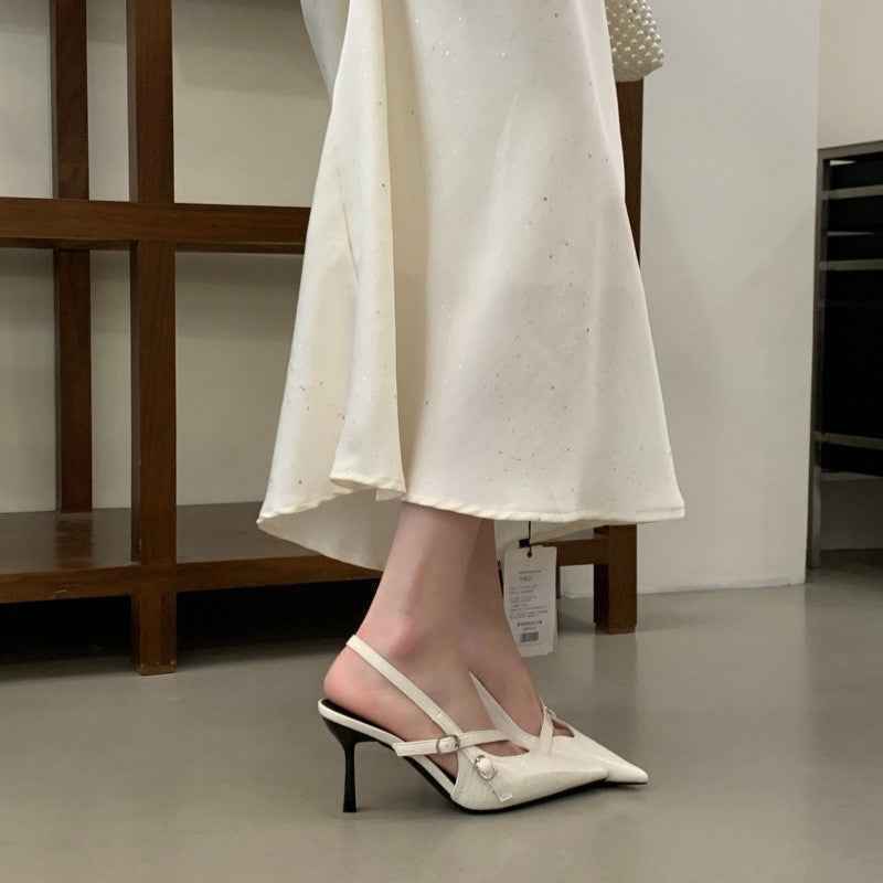 Pointed Toe Backless Mules — Microfibre, Black & White, EU 35–42