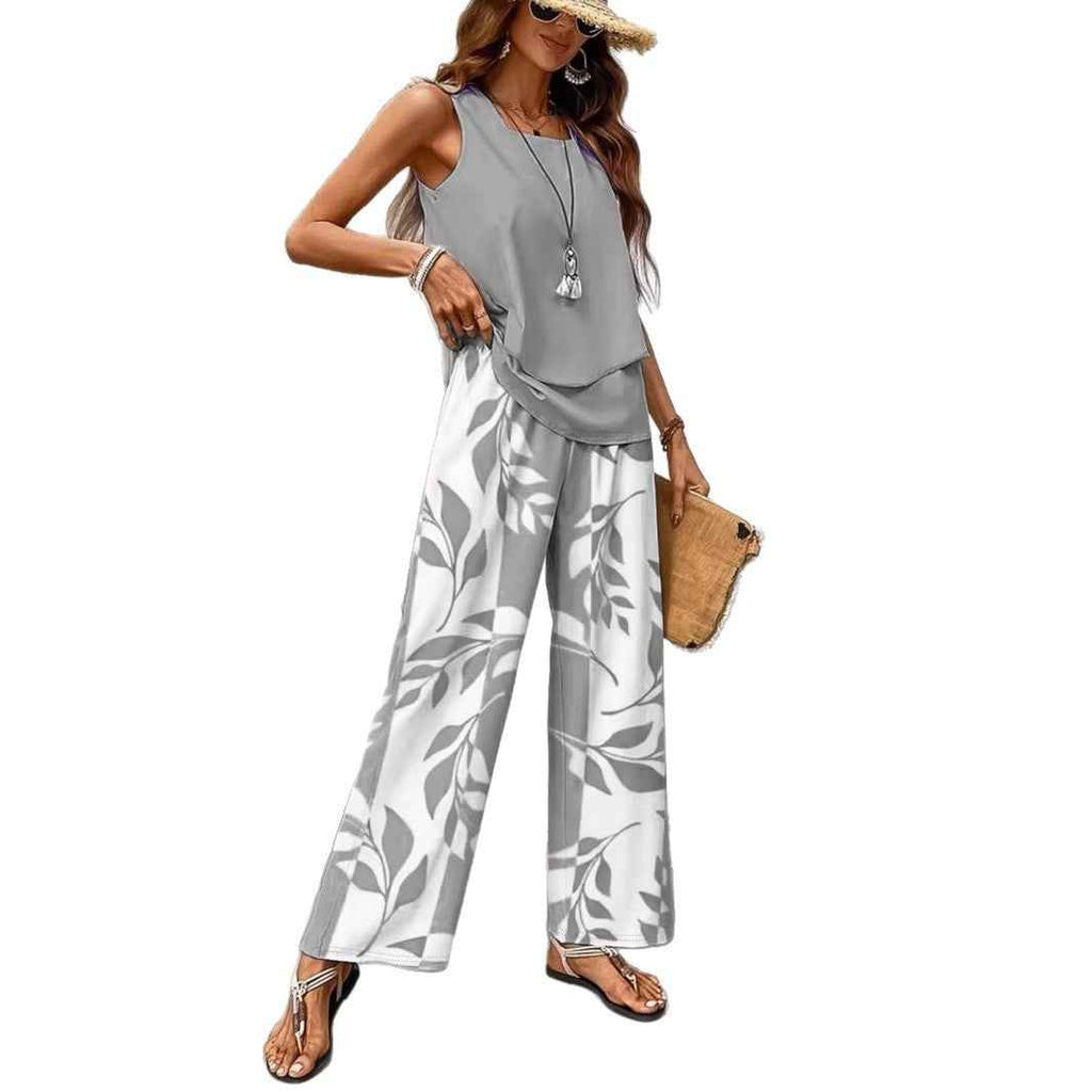 Women's Colour-Block Top & Pants Co-Ord Set — Milk Silk, Korean Casual