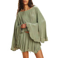 Relaxed-Fit Vacation Two-Piece Set — Long-Sleeve Top & Cropped Shorts