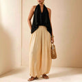 Halter-Neck Vest & Lantern Pants Two-Piece Set — Chic & Relaxed