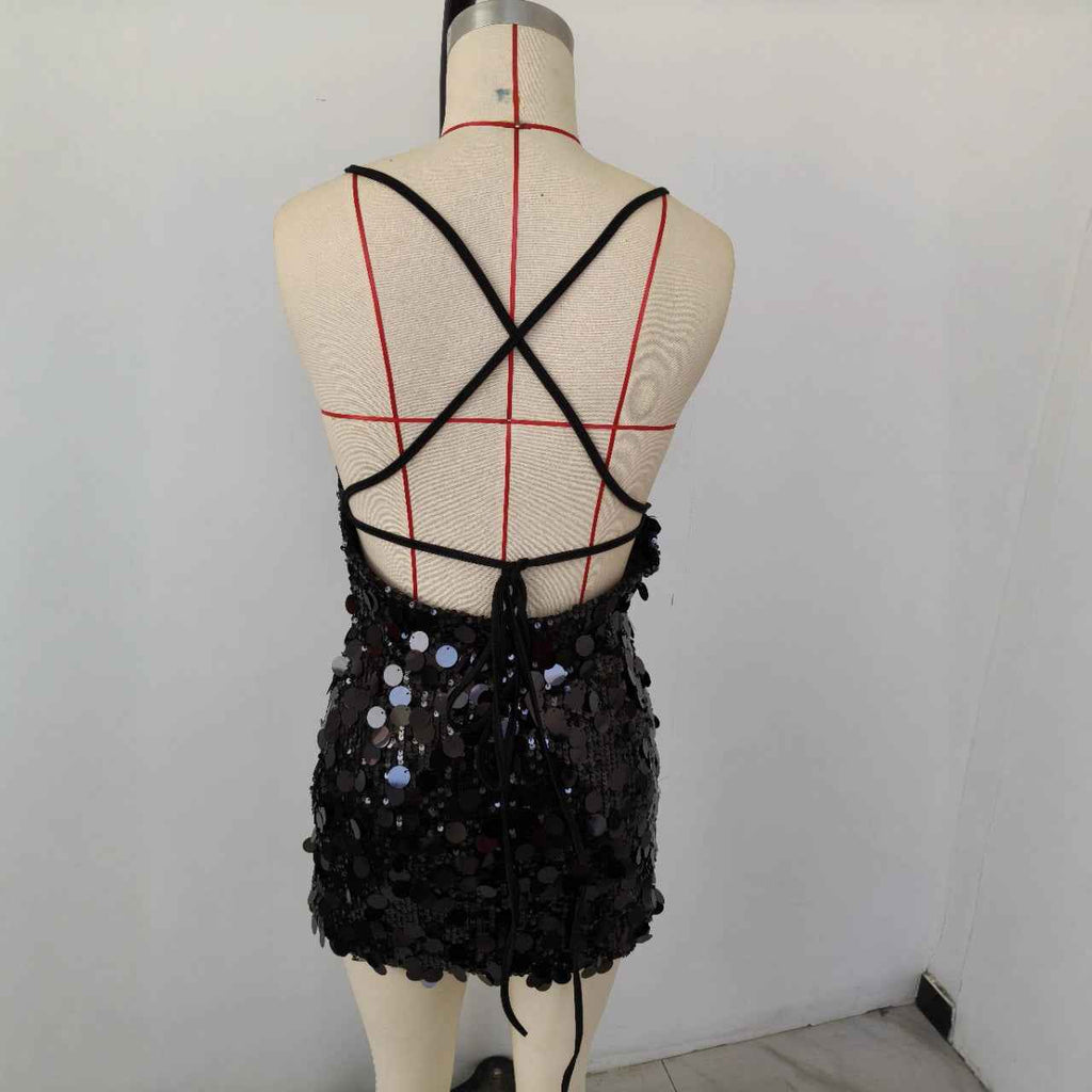 Women's Sequin Sleeveless High-Waist Mini Dress — 4 Colours, S–L