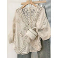 Crochet Lace Sun-Protective Shirt – One-Shoulder Batwing Sleeve