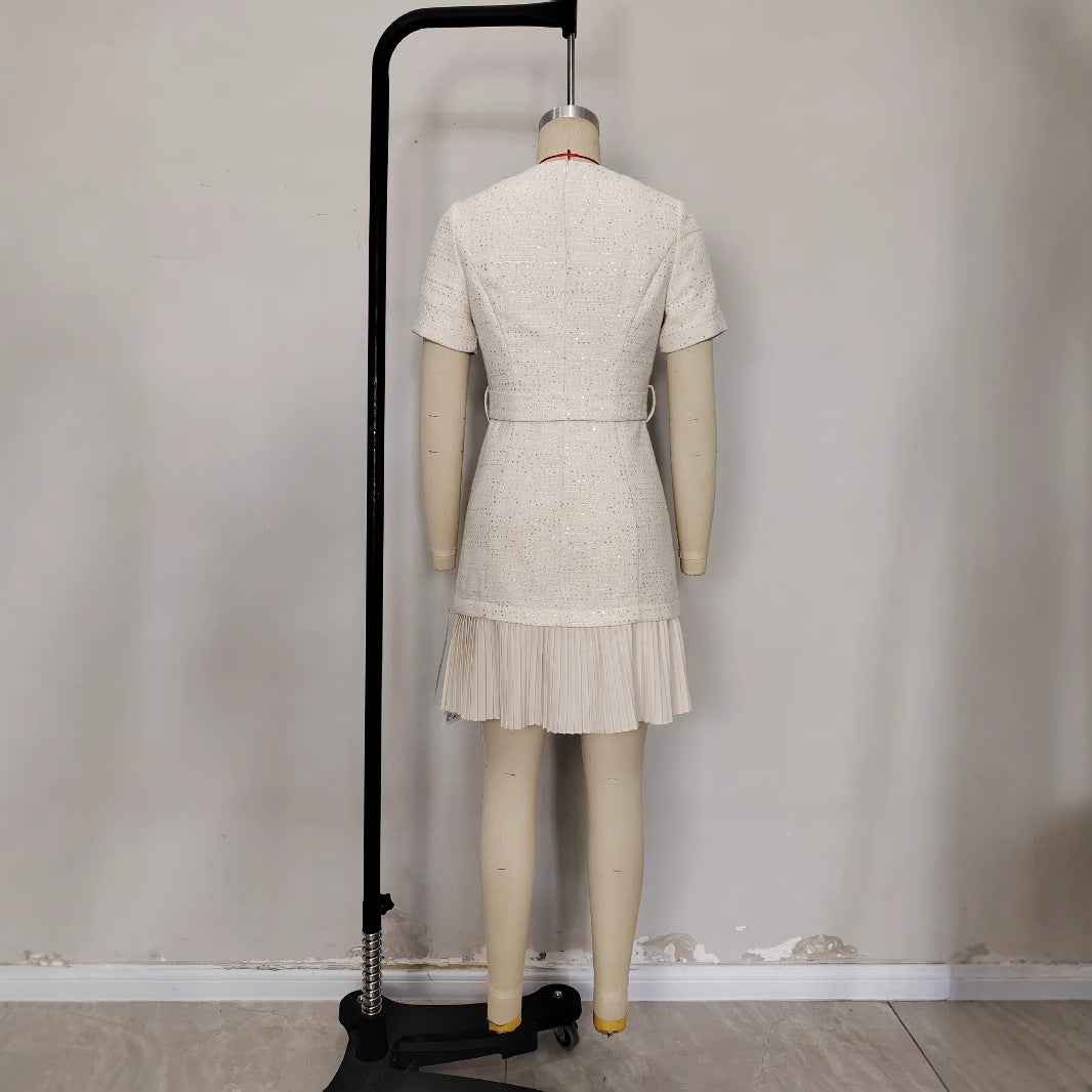 Pleated Skirt European And American Style Apricot Color