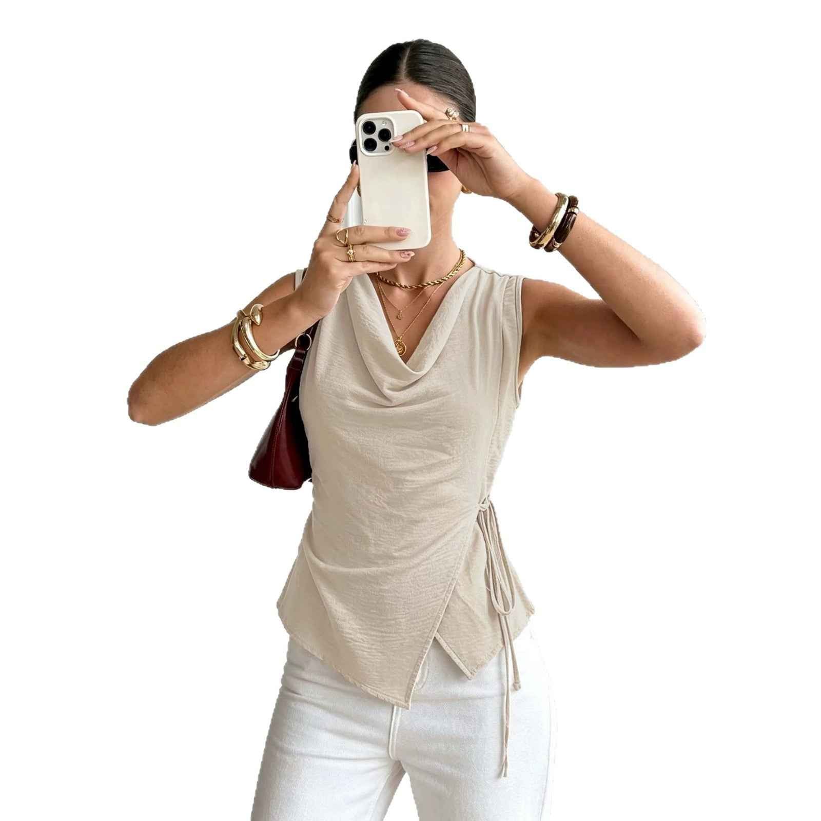 Women's Scoop-Neck Asymmetrical-Hem Sleeveless Top