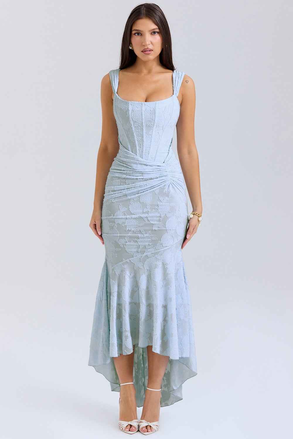 Square Neck Corset Mermaid Maxi Dress – Sleeveless