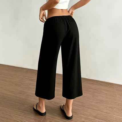 Womens Elegant Casual Textured Cropped Pants