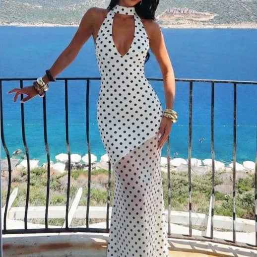 Halter-neck Slim-fit Long Dress For Women