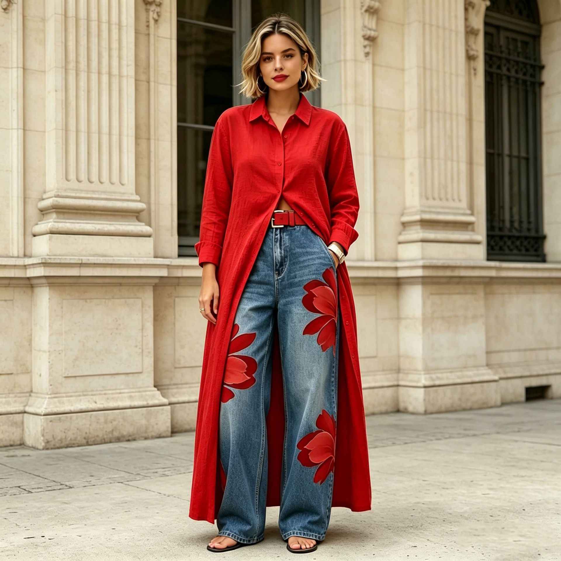Solid-color Casual Long Loose-fit Trench Coat