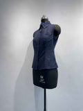 Womens Sleeveless Shirt With Lapel Collar Breathable Navy-Blue Commuter Top For Summer