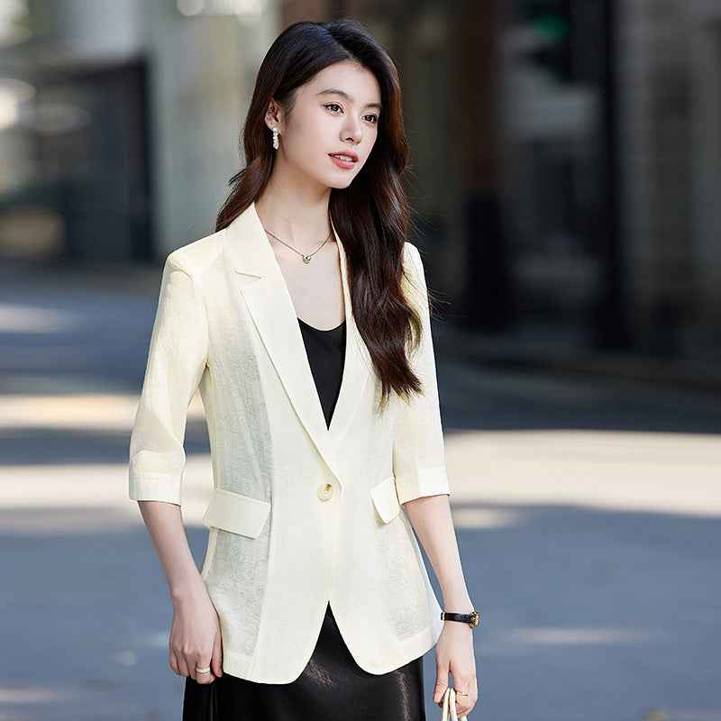 Slim-Fit Viscose Blazer — Lightweight Short-Sleeve Jacket