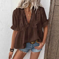 Women's French-Style Short Sleeve V-Neck Top — Plus Size