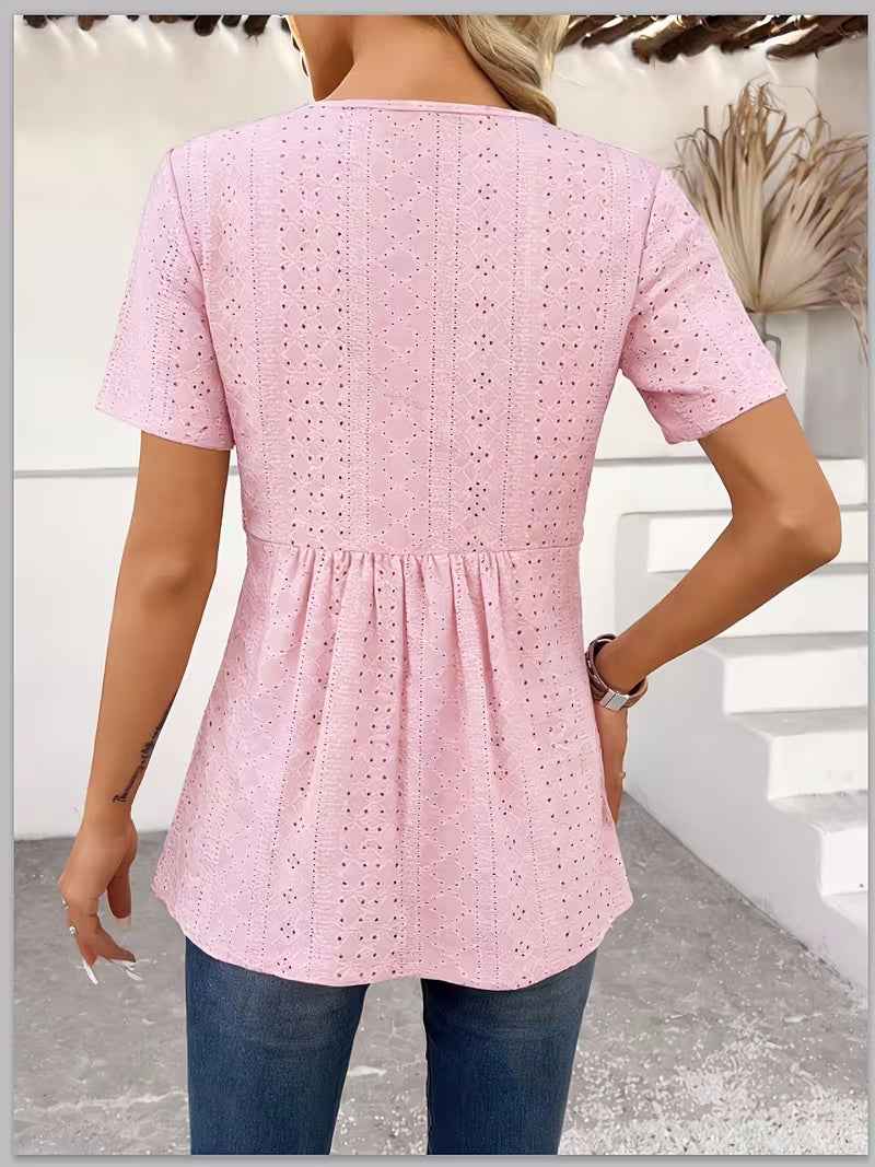 Loose-Fit Round Neck Short Sleeve Top