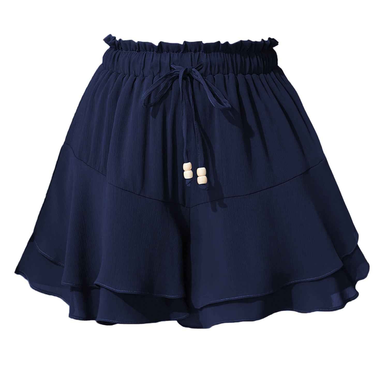 Ruffled Wrap Skort with Drawstring Waist