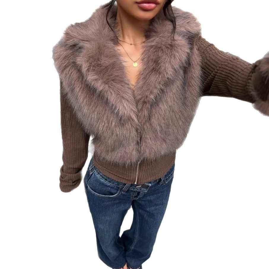 Versatile Casual Slim-fit Zip-up Knit Jacket