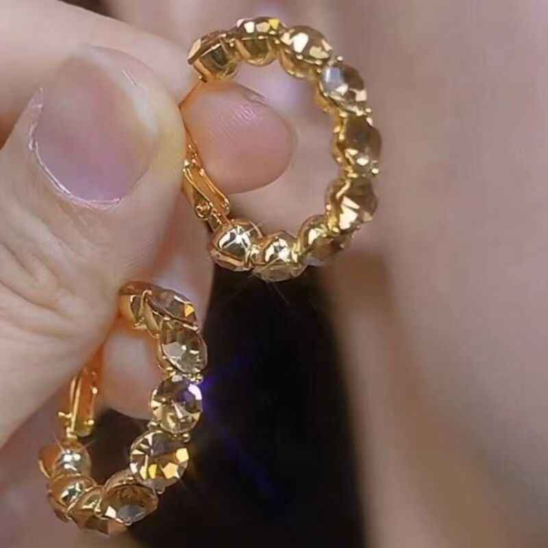 Retro Coffee Zircon Hoop Earrings, Niche Elegant Ear Cuffs, Hot New Arrival