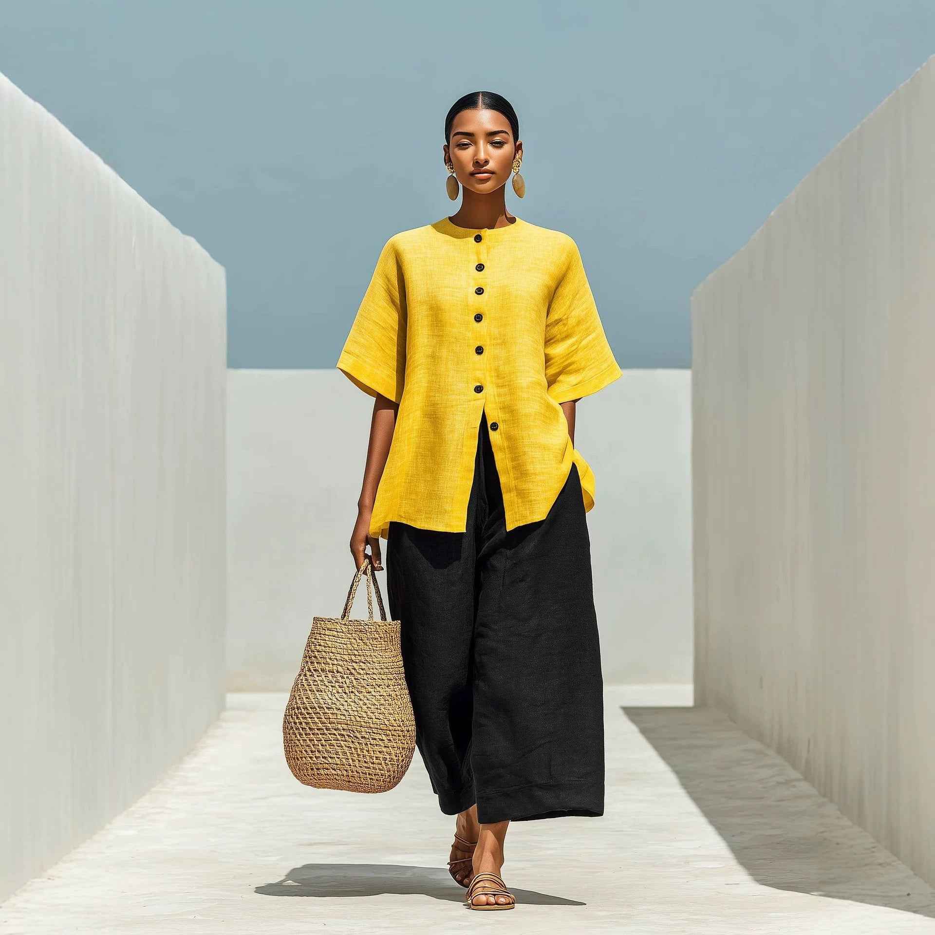 Women's Linen Cardigan & Cropped Wide-Leg Pants Set — 5 Colours, S–3XL