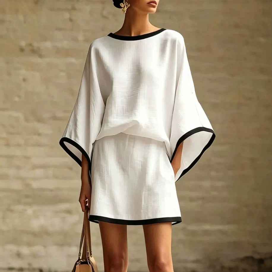 Women's Batwing-Sleeve Top & Mini Skirt Set