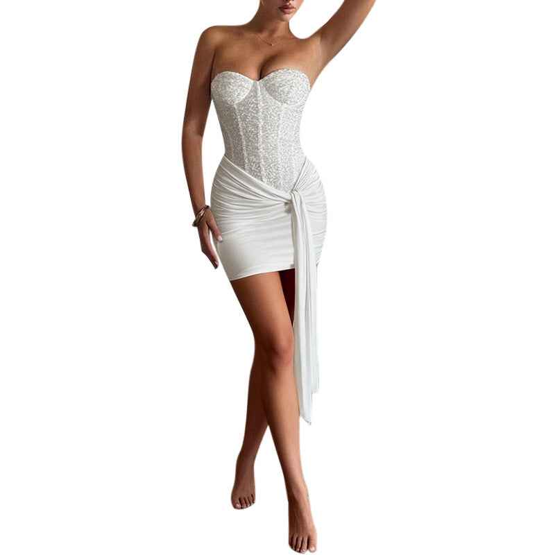 Spliced Ribbon Womens Bodycon Tube Dress