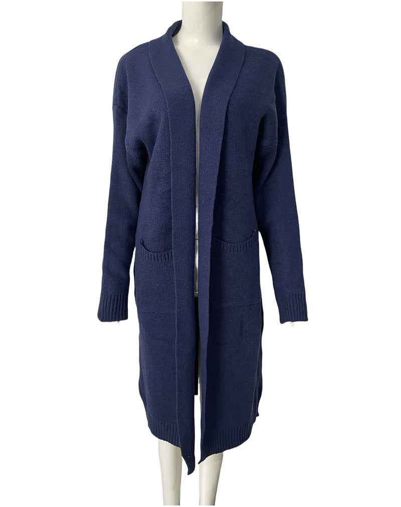 Loose-fitting Long Cardigan Oversized Pocketed Knit Sweater Coat