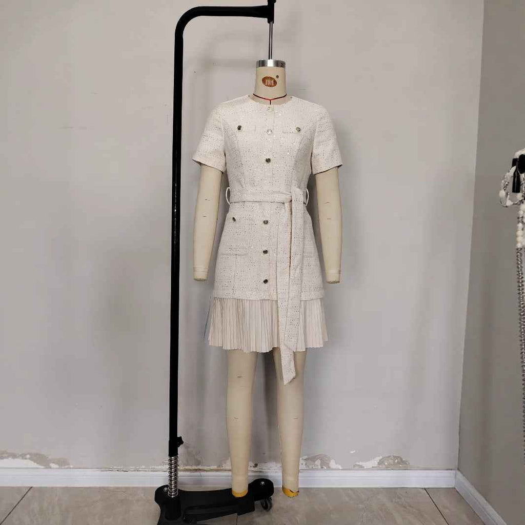 Pleated Skirt European And American Style Apricot Color