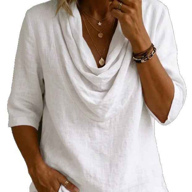 Women's Solid Crew-Neck Three-Quarter Sleeve Shirt — 3 Colours