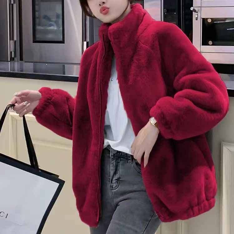 Fashionable Double-Faced Fleece Loose Turtleneck Coat