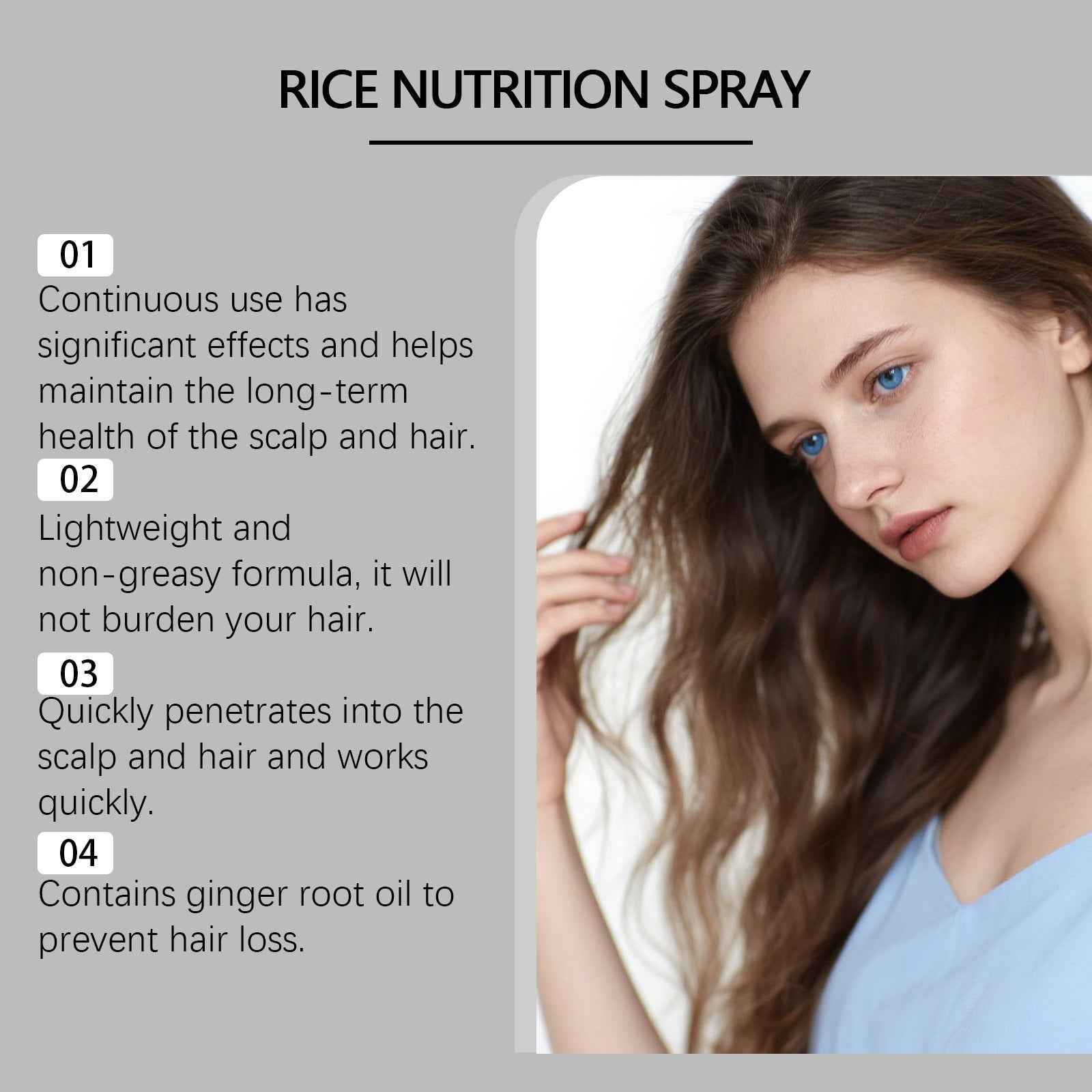 Rice Water Hair Growth Spray with Biotin & Caffeine – 50ml