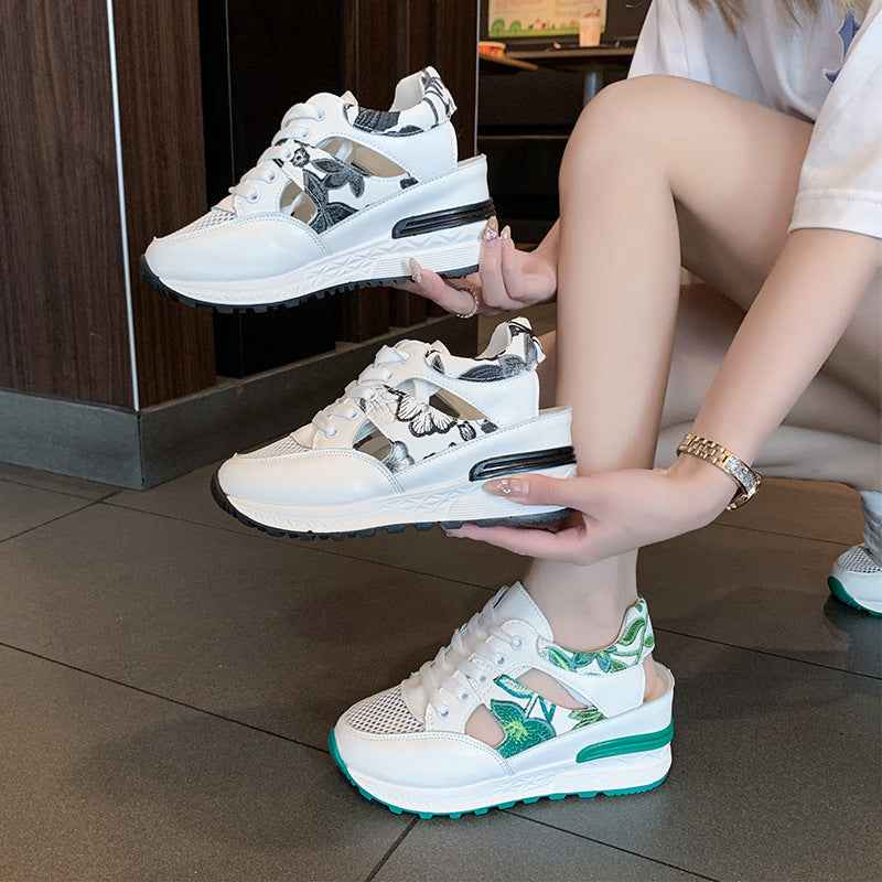 Baotou Hollowed-out Breathable Mesh Thick-soled Sneakers