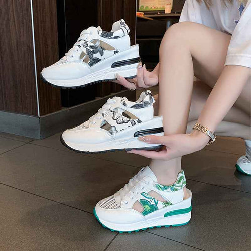 Baotou Hollowed-out Breathable Mesh Thick-soled Sneakers