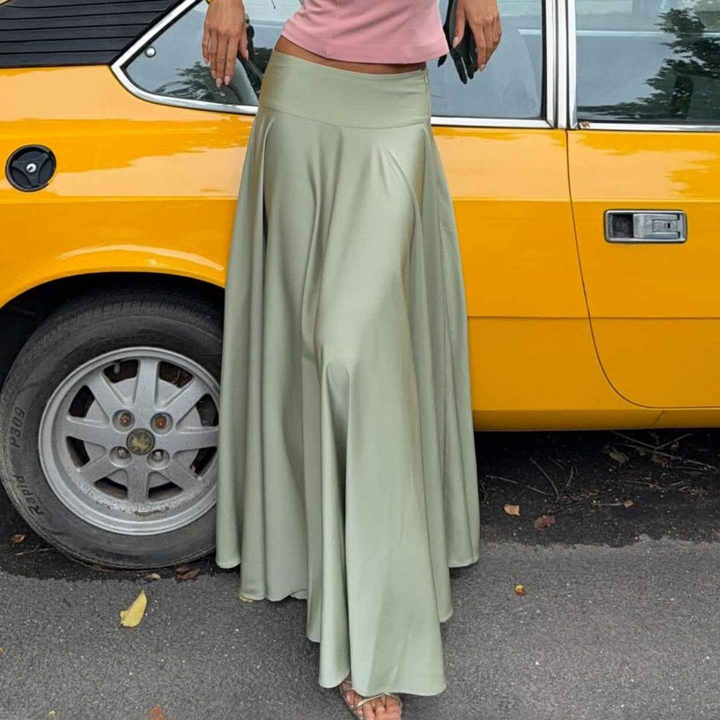 American-style Vintage Art-inspired Niche Fashion Elegant Draped Midi Skirt