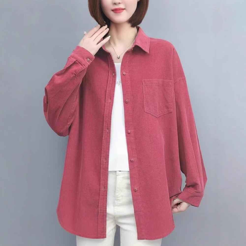 Women's Ruffle Patchwork Long-Sleeve Relaxed Shirt — 3 Colours, M–4XL
