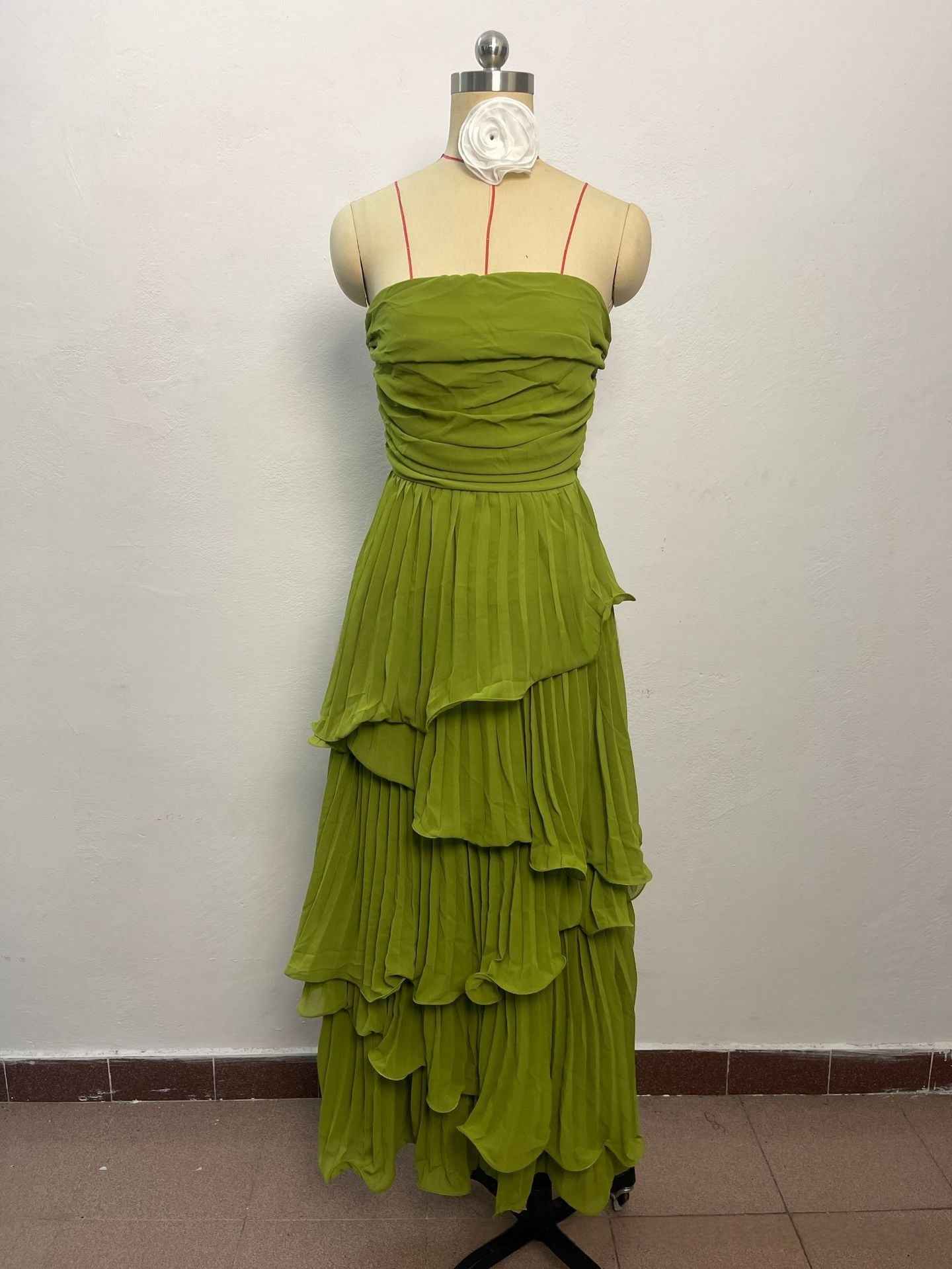 Women's Sleeveless Ruffle A-Line Chiffon Dress