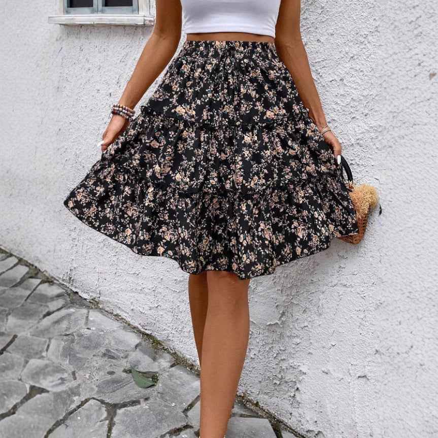 Floral A-Line Midi Skirt