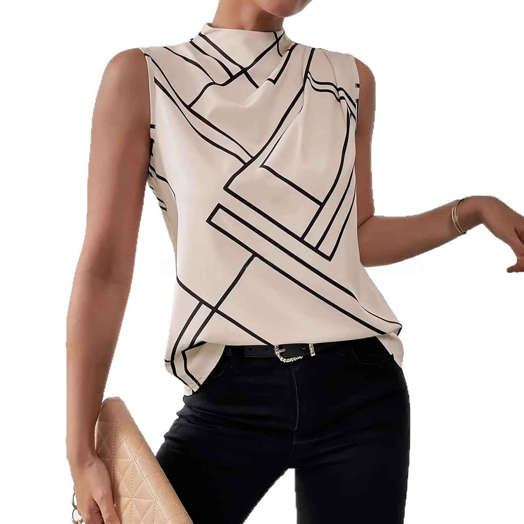 Plus Size Sleeveless Plaid Top – Slim Fit, Elegant Office Style