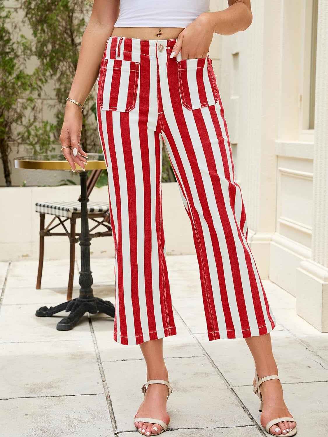 Summer Striped-print Fashionable Casual Womens Pants