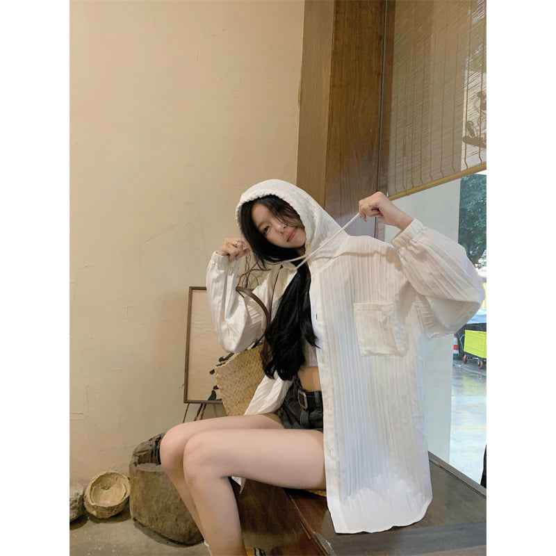 Plus Size Hooded Loose Cardigan – Mid-Length