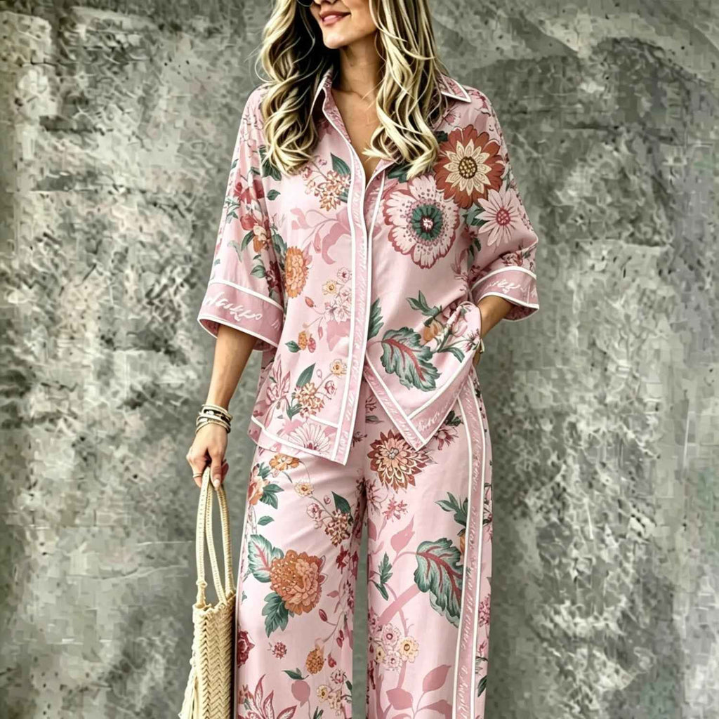 SpringSummer Digital-Print Shirt And Pants Set