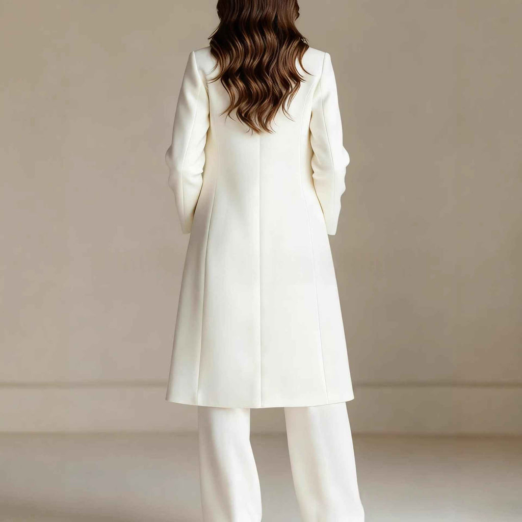 Women's Trench Coat, Vest & Wide-Leg Pants Three-Piece Set