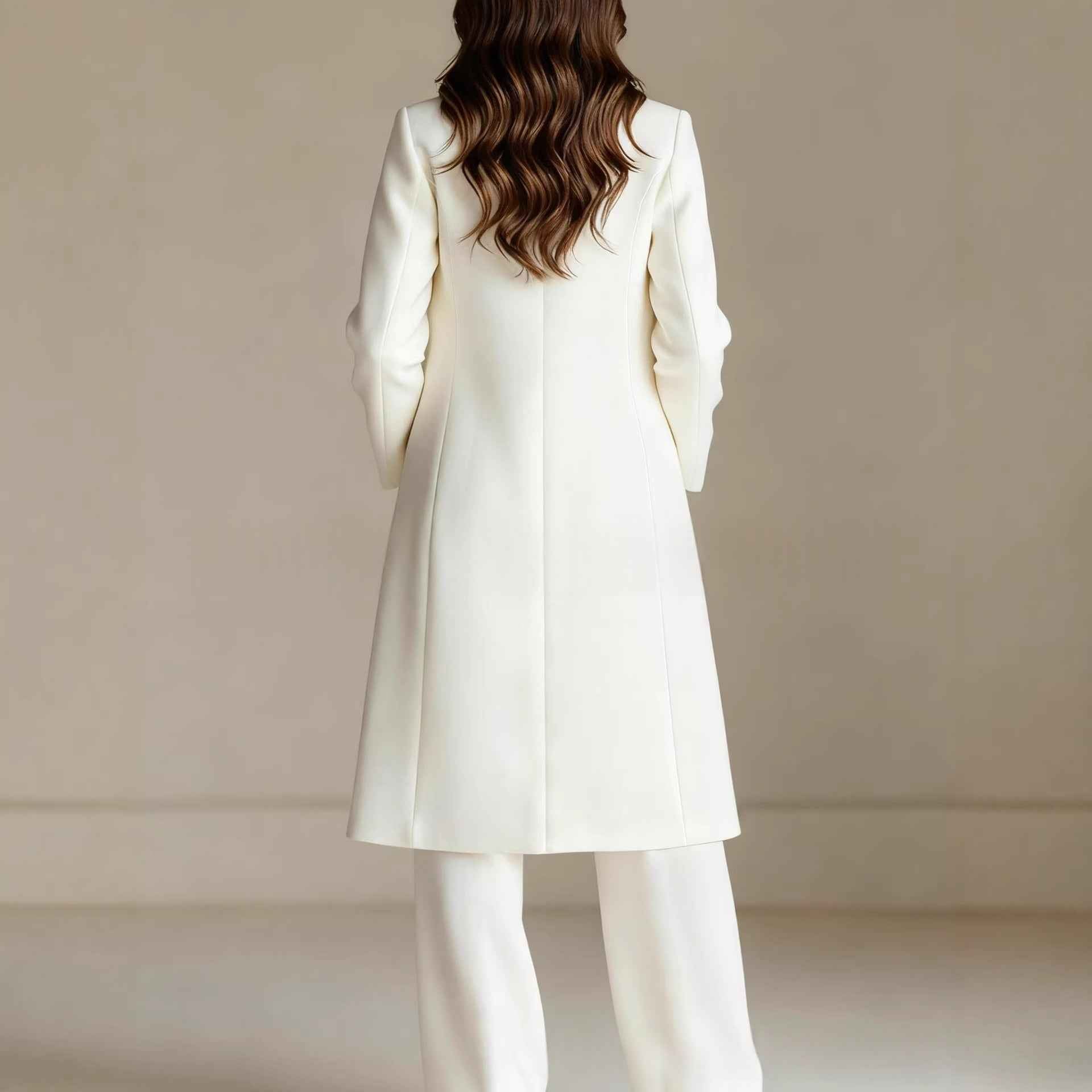 Women's Trench Coat, Vest & Wide-Leg Pants Three-Piece Set