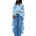 Casual Irregular Hem Shirt Womens Top