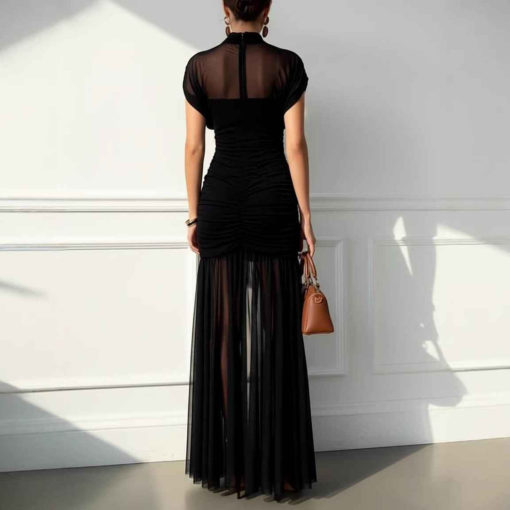 Solid-color Sheath Mesh Dress For Women
