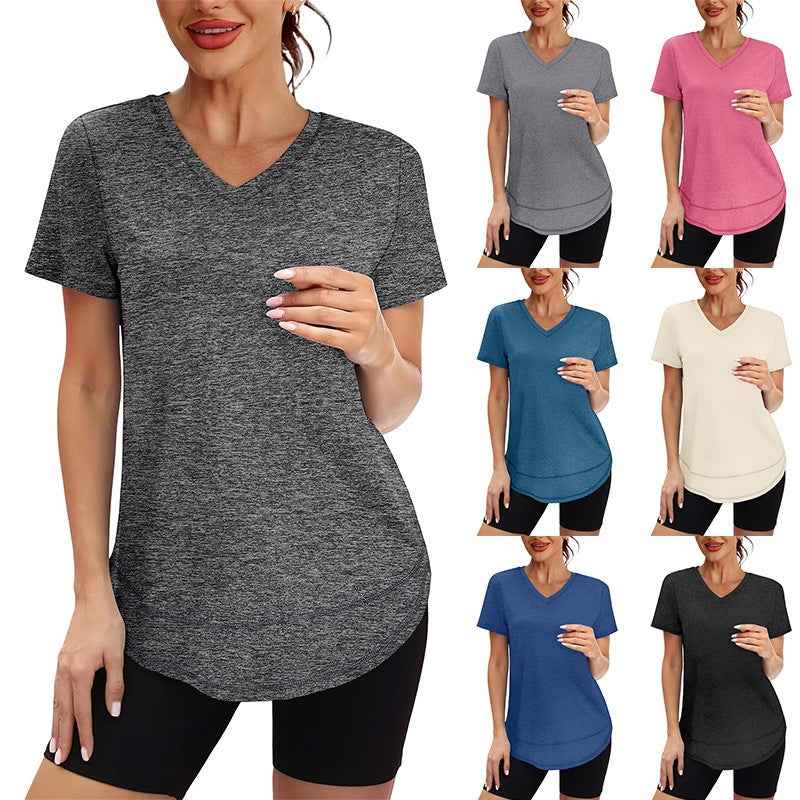 Women's Quick-Dry V-Neck Sports T-Shirt – Brushed Milk Silk Tee