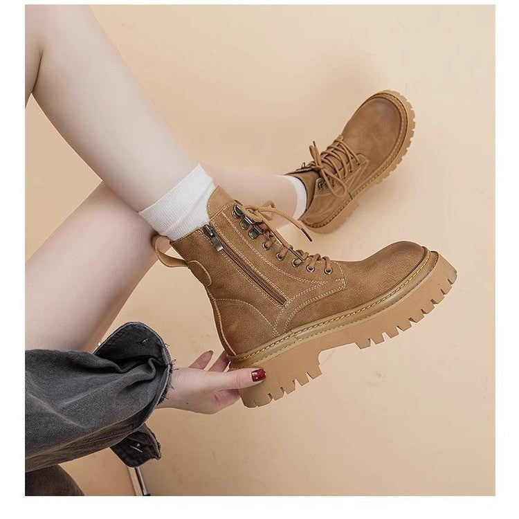 Vintage Chunky Heel Mid-Calf Martin Boots